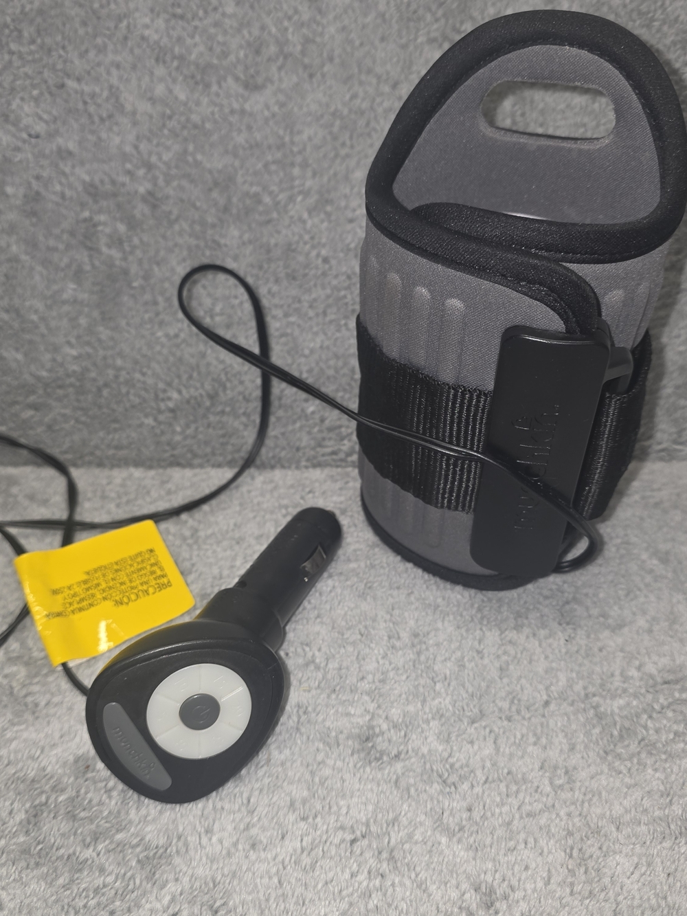 Munchkin Portable Bottle Warmer Black and Gray Strap Car Accessory with Logo